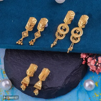 Gold Plated Latest Fancy Earrings For Women and Girls combo 3pack