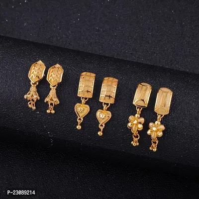 Gold Plated Latest Fancy Earrings For Women and Girls combo 3pack-thumb0