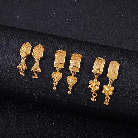 Gold Plated Latest Fancy Earrings For Women Combo 3pack