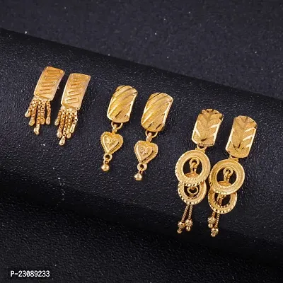 Gold Plated Latest Fancy Earrings For Women and Girls combo 3pack
