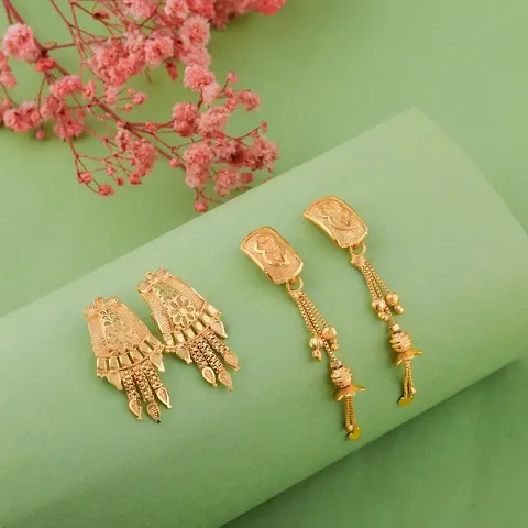 Gold Plated Earrings For Women And Girls Combo 2