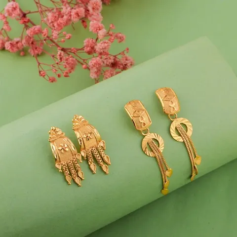 Combo Pack 2 Gold Plated Latest Fancy Earrings For Women And Girls