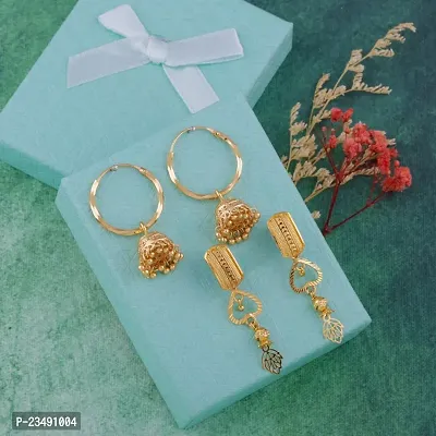 Gold Plated Latest Fancy Earrings For Women and Girls combo 2 pack