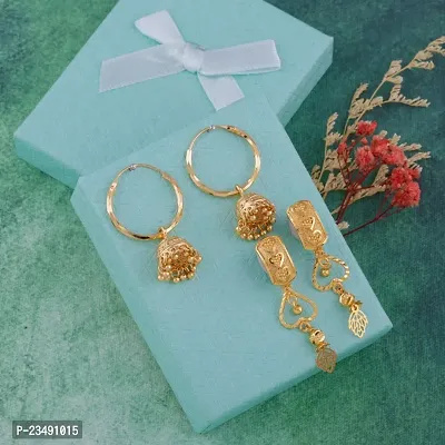 Gold Plated Latest Fancy Earrings For Women and Girls combo 2 pack