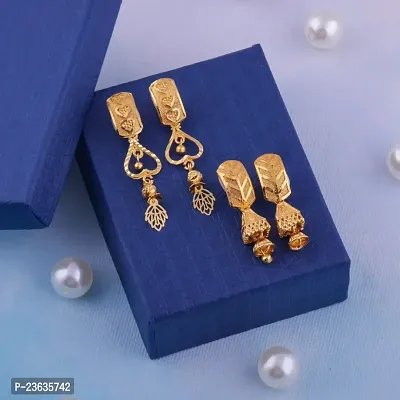 Gold Plated Latest Fancy Earrings For Women and Girls combo 2 pack-thumb0