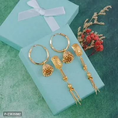 Gold Plated Latest Fancy Earrings For Women and Girls combo 2 pack