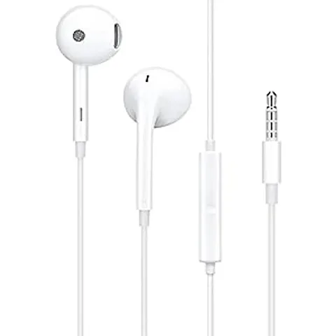 Red Champion Extra Bass Half-Ear Wired in Ear Earphones with Mic Suitable for Android Smartphones | White Color