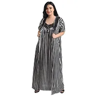 Gwachi Women's 2 Piece Lineing-Set Nighty -1301 (Large, Black)-thumb1