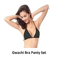 Gwachi Women's Cotton Polyester Bra Panty Set Babydoll Nightwear Cotton Polyester Bra Panty Lingerie Set, Stylish, Honeymoon Sex, Babydolls Sexy Lingerie for Honeymoon(GW_VN_L_BPS_1100) (Black, 1)-thumb3