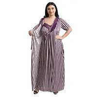 Gwachi Women's 2 Piece Lineing-Set Nighty -1301 (Large, Purple)-thumb1