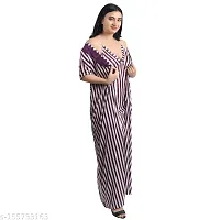 Gwachi Women's Satin Plan Sleepwear 4 Pcs Nighty Maxi | 1 Nighty, 1 Wrap Gown, 1Pcs Bra 1 Panty-thumb2