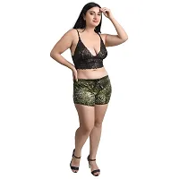 Gwachi Women's Net TigerPrint Net Knee Length Nightie (Large, Green)-thumb4