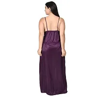 Gwachi Women's Satin Solid | Plain Stylish Latest Maxi Sleeveless with Short Sleeve Night Gown | Nighty with Robe | Nightwear 1 Nighty  1 Wrap Gown | 2 pcs Set-thumb2