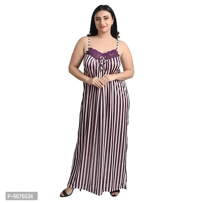 Gwachi Women's 2 Piece Lineing-Set Nighty -1301 (Large, Purple)-thumb4