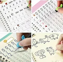 Sank Magic Practice Copybook, Number Tracing Book For Preschoolers With Pen, Magic Calligraphy Copybook Set Practical Reusable Writing Tool Simple Hand Lettering (4 Books + 10 Refills)-thumb1