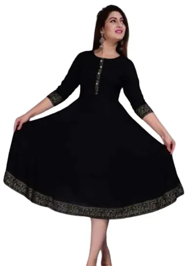 Elegant Viscose Rayon Embroidered Anarkali Kurti For Women