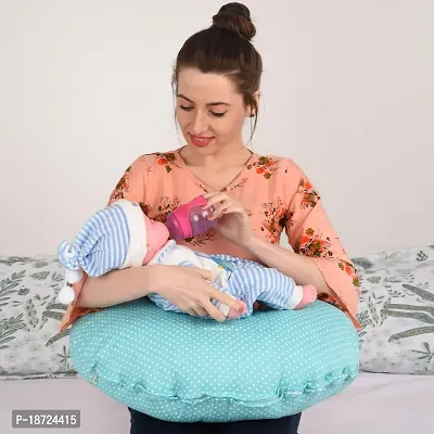 Mothersyard Nursing Pillow, Breastfeeding Support Cushion, Pregnancy Pillow, Designed for Newborn Babies and Moms-Polka Green-thumb3