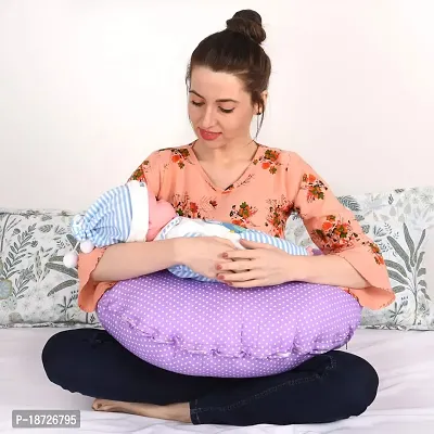 Mothersyard Nursing Pillow, Breastfeeding Support Cushion, Pregnancy Pillow, Designed for Newborn Babies and Moms-Polka Purple