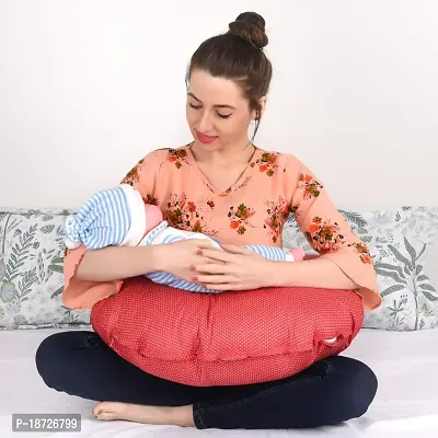 Mothersyard Nursing Pillow, Breastfeeding Support Cushion, Pregnancy Pillow, Designed for Newborn Babies and Moms-Polka Red