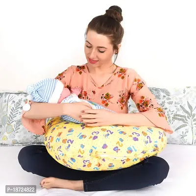 Mothersyard Nursing Pillow, Breastfeeding Support Cushion, Pregnancy Pillow, Designed for Newborn Babies and Moms-Cartoon Yellow