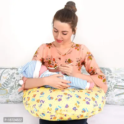 Mothersyard Nursing Pillow, Breastfeeding Support Cushion, Pregnancy Pillow, Designed for Newborn Babies and Moms-Cartoon Yellow-thumb3