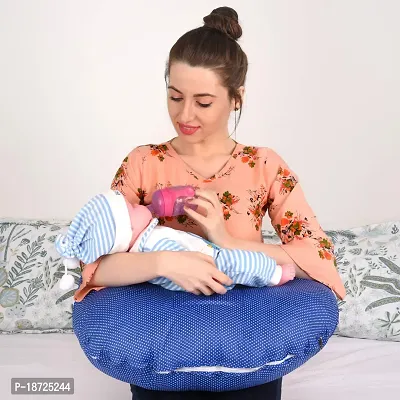 Mothersyard Nursing Pillow, Breastfeeding Support Cushion, Pregnancy Pillow, Designed for Newborn Babies and Moms-Polka Blue-thumb3