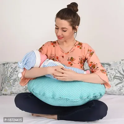 Mothersyard Nursing Pillow, Breastfeeding Support Cushion, Pregnancy Pillow, Designed for Newborn Babies and Moms-Polka Green-thumb0
