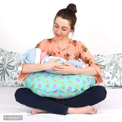 Mothersyard Nursing Pillow, Breastfeeding Support Cushion, Pregnancy Pillow, Designed for Newborn Babies and Moms-Cartoon Green