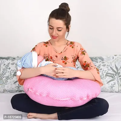 Mothersyard Nursing Pillow, Breastfeeding Support Cushion, Pregnancy Pillow, Designed for Newborn Babies and Moms-Polka Pink