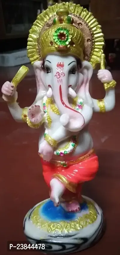 God Ganesha Marble Idol - Cute Ganesha Dancing Murti For Car Dashboard - Ganesh Ji Ki Marble Murti For Pooja Room, Office Desk