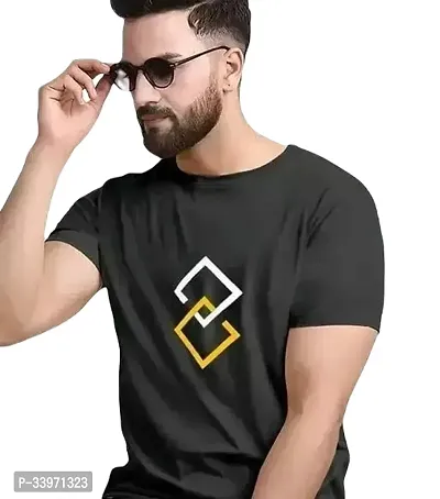 Reliable Black Cotton Blend Printed T-Shirt For Men-thumb0