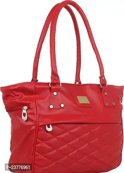 Stylish Red PU Solid Handbags For Women-thumb0