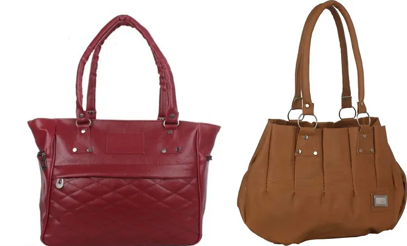 Combos Of 2 Solid PU Handbags For Women