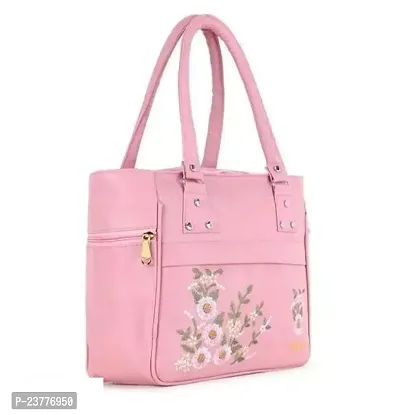 Stylish Pink PU Solid Handbags For Women-thumb0