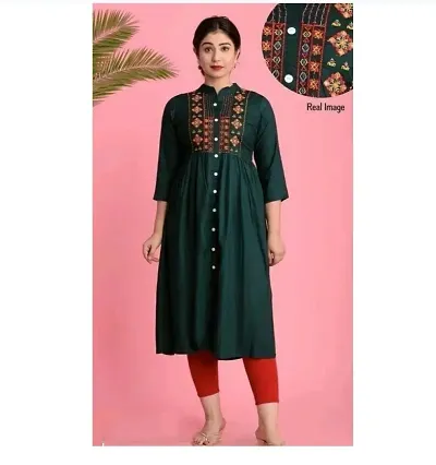 Stylish Rayon Embroidered A-Line Kurta