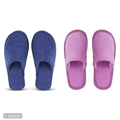Elegant Multicoloured Fur Solid Slippers For Women Pair Of 2