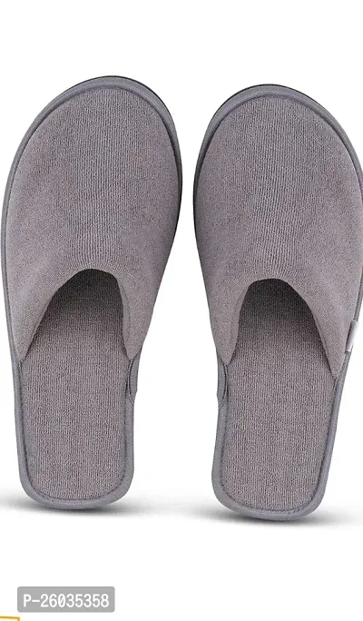 Elegant Grey Fur Solid Slippers For Women