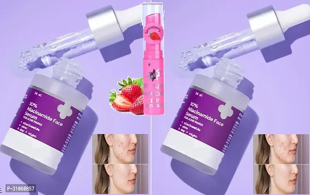 # Get 70% off offer ON STORE Derma co 10 % nicinamide acid serum for acne free skin 30 ml - 2pack with pink magic lipbalm