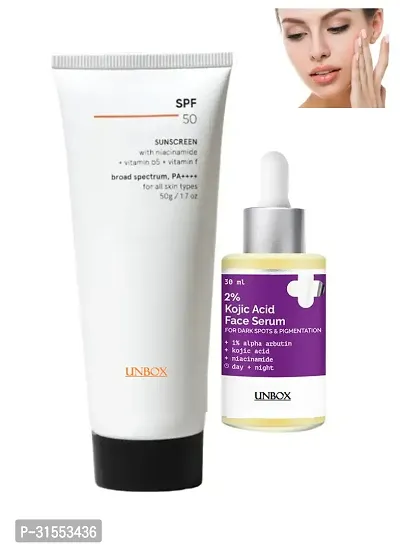 2% Kojic Face Serum 30ml with Face Serum Spf 50 Minilist Sunscreen,50 G