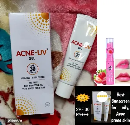 Acne-UV  UVA/UVB Protection Gel SPF 30 - 60 gm With Pink Magic Lip Balm