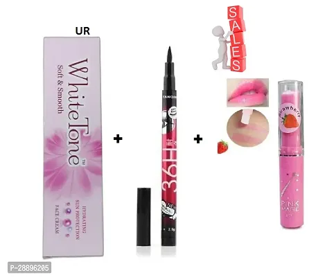 White Tone Soft and Smooth Face Cream, 25 G - with 36 H Kajal and Pink Magic Lip Balm