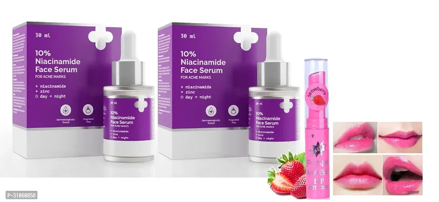 # Get 70% off offer ON STORE Derma co 10 % nicinamide serum for acne free skin 30 ml - 2pack with pink magic lipbalm