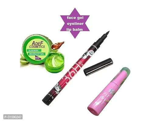 Alovera Gel for Face with 36 H Eyelinear and Pink Magic Lipbalm-thumb0