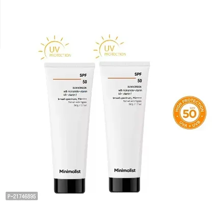 Minimalist Sunscreen SPF50 Lightweight, Broad Spectrum PA ++++For Women  Men 50g  - Pack of 2-thumb0