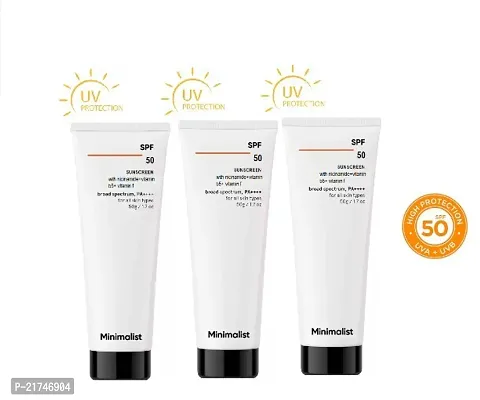 Minimalist Sunscreen SPF50 Lightweight, Broad Spectrum PA ++++For Women  Men 50g - Pack of 3