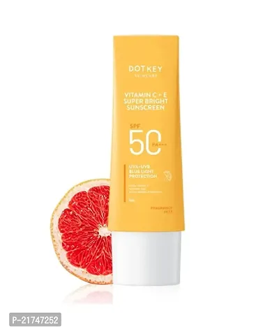 Dot  Key Vitamin C + E Super Bright Sunscreen SPF 50 | Water-Light, UVA/UVB  Blue Light Protection | For Even Toned  Glowing Skin-thumb0