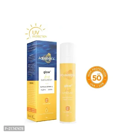 Aqualogica Glow Sunscreen SPF 50 PA+++ 50g | UVA/B  Blue Light Protection for Men  Women | Oily, Dry, Sensitive  Combination Skin | Fragrance-Free