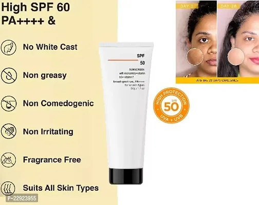 Minimalist Sunscreen SPF 50 Lightweight with Multi-Vitamins | No White Cast | Broad Spectrum PA ++++ | For Women  Men | 50g-thumb0