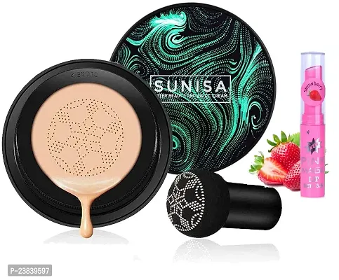 SUNISA CC and BB Water Proof Foundation Cream with Air Cushion Mushroom + magic pink lip balm