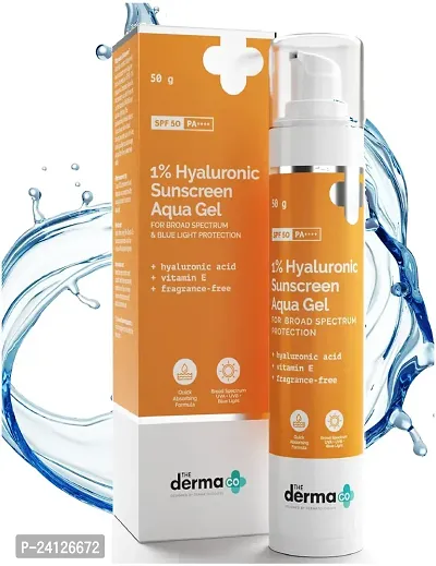 The Derma Co 1% Hyaluronic Sunscreen Aqua Ultra Light Gel with SPF 50 PA++++ For Broad Spectrum, UV A, UV B  Blue Light Protection - 50g(dermaco)-thumb0